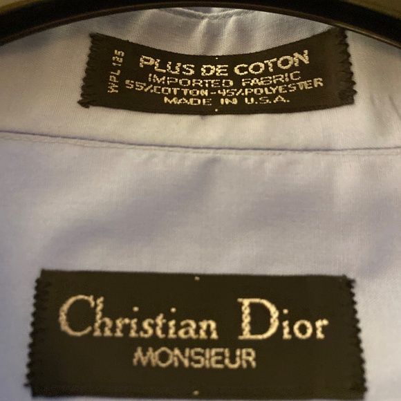 Christian Dior -Mens Blue Small ButtonDown DressShirt -Cotton -S-15 1/2 32-33 - Picture 4 of 6